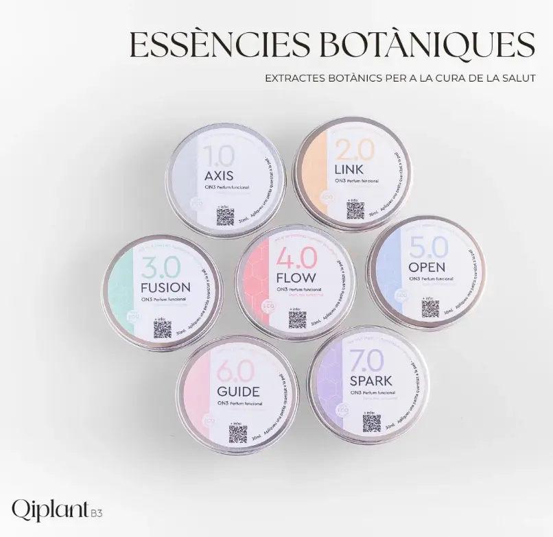 Esencias botánicas Qiplant: Axis, Link, Fusion, Flow, Open, Guide y Spark